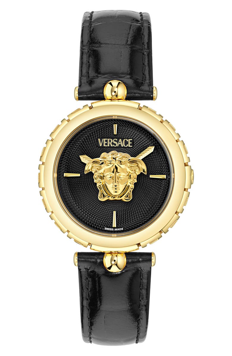 Versace Medusa Heritage Leather Strap Watch, 38mm, Main, color, 