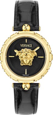 Versace Medusa Heritage Leather Strap Watch, 38mm