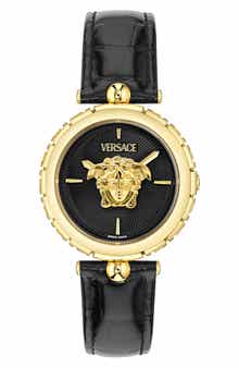 Versace Medusa Heritage Leather Strap Watch, 38mm