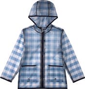 MeMoi Kids Checkered Raincoat with Self-Storage Pouch
