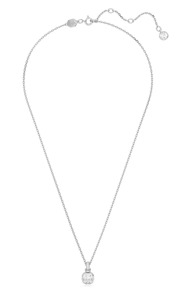 Swarovski Square Cut Birthstone Crystal Pendant Necklace, Alternate, color, Silver/ April