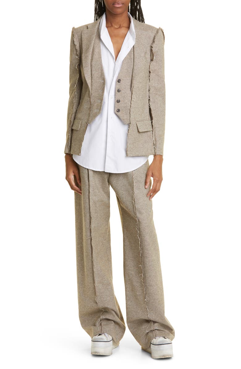 R13 Fray Seam Flat Sleeve Merino Wool Blazer, Alternate, color, 