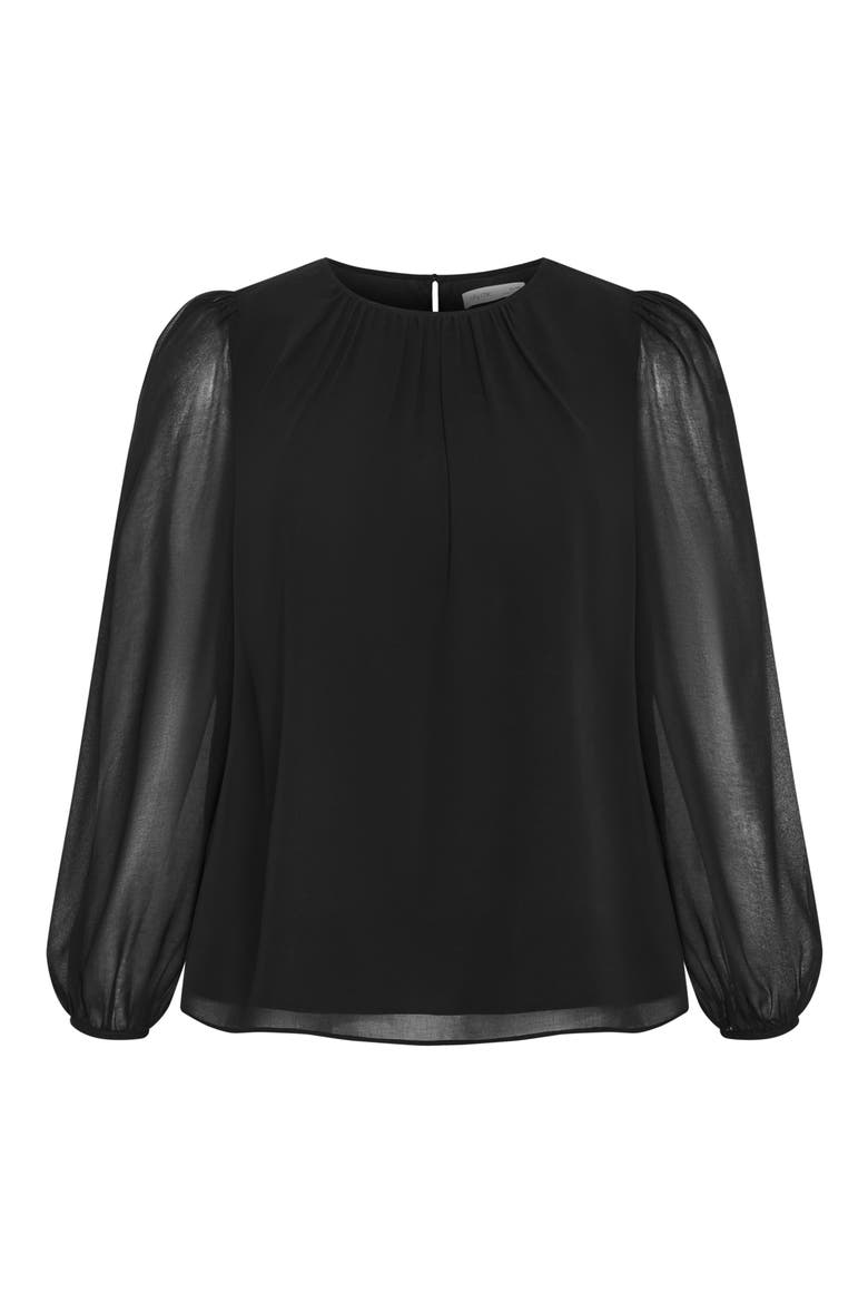 Kelly Sheer Sleeve Top, Alternate, color, BLACK
