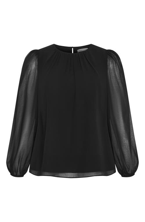 City Chic Kelly Sheer Sleeve Top In Black