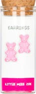 Little Miss Zoe Kids' Sterling Silver Gummy Bear Stud Earrings in Gift Bottle