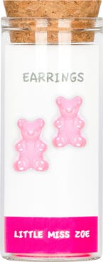 Little Miss Zoe Kids' Sterling Silver Gummy Bear Stud Earrings in Gift Bottle