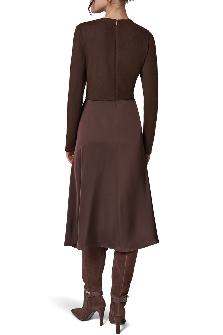 Hardware Waist Long Sleeve Dress, Alternate, color, ESPRESSO