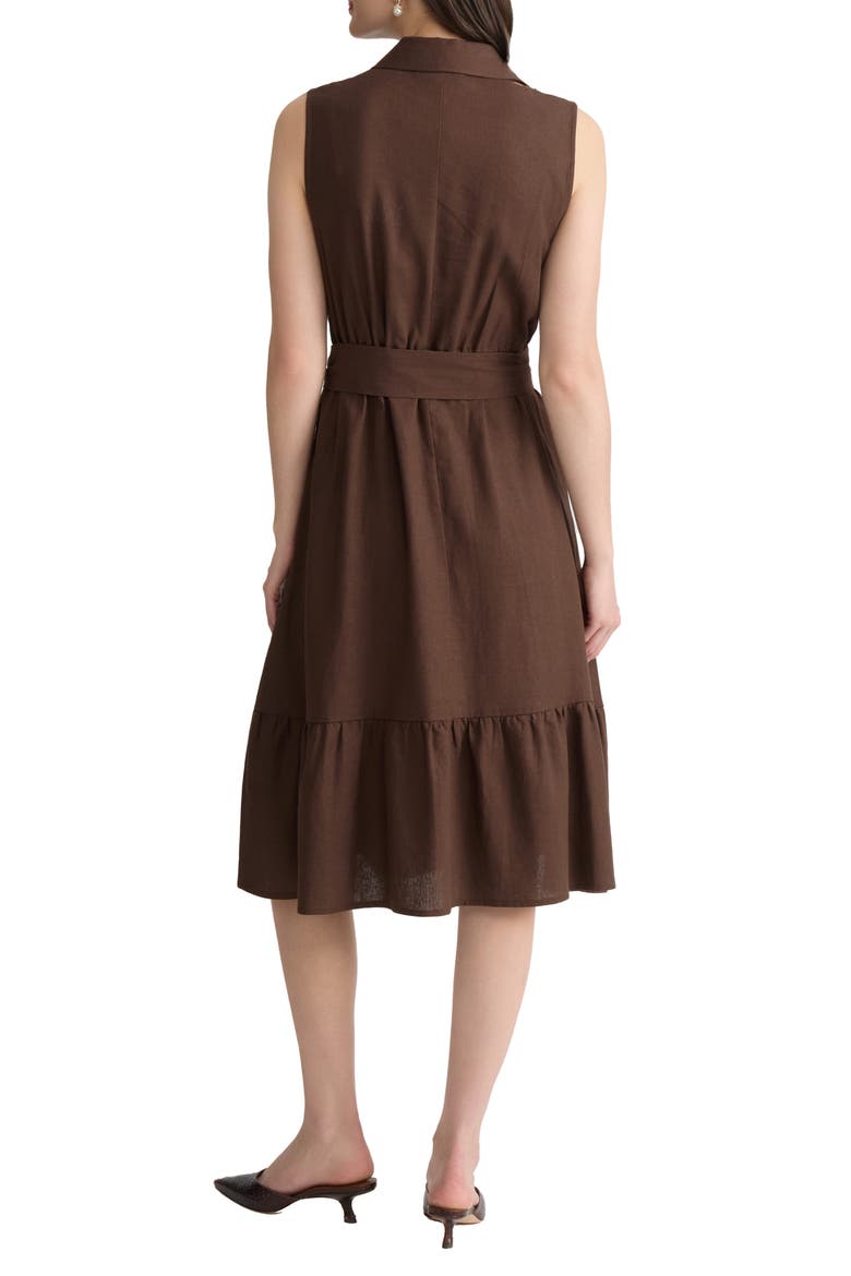 Tie Waist Sleeveless Midi Dress, Alternate, color, FUDGE