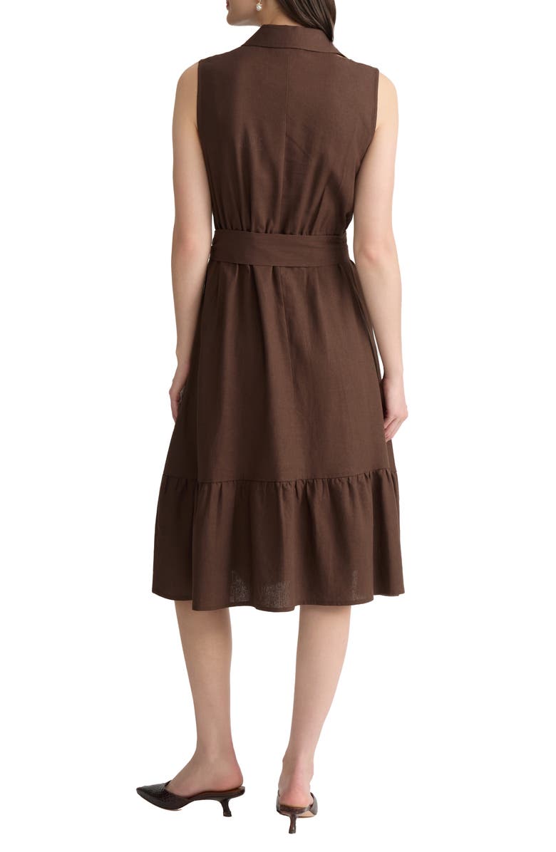 Jones New York Tie Waist Sleeveless Midi Dress, Alternate, color, Fudge