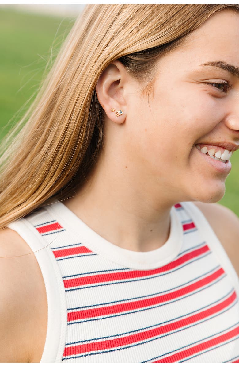 Pip Pop USA Stud Earrings, Alternate, color, Red, White & Blue
