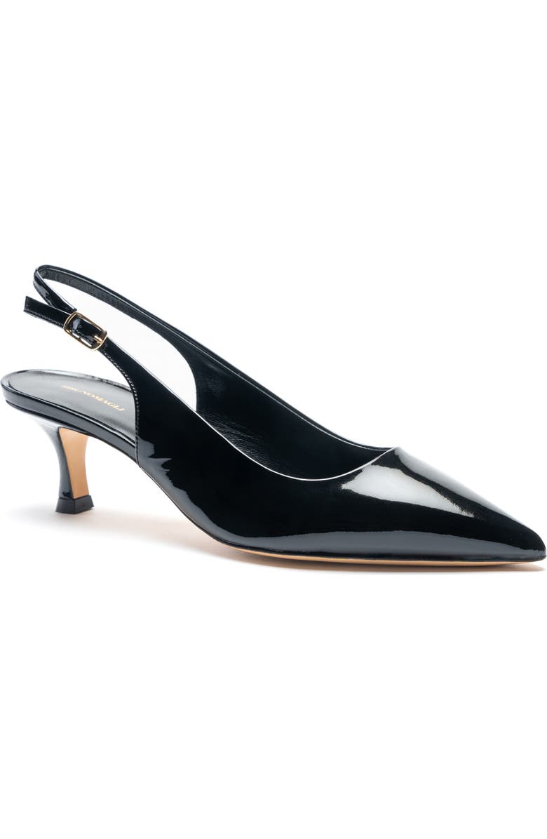 Bruno Magli Palerma Pointed Toe Kitten Heel Slingback Pump, Main, color, Black Patent