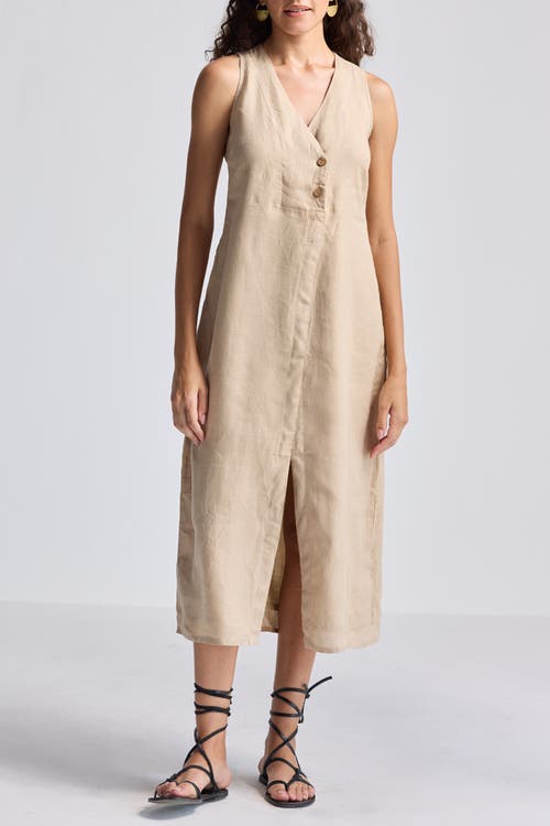 Reistor Straight Dress With Front Slit In Neutral Beige Hemp In Neutral