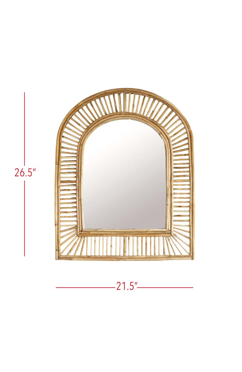 Foreside Home and Garden Arched Cane Wall Mirror Natural Cane & Glass, Alternate, color, Brown