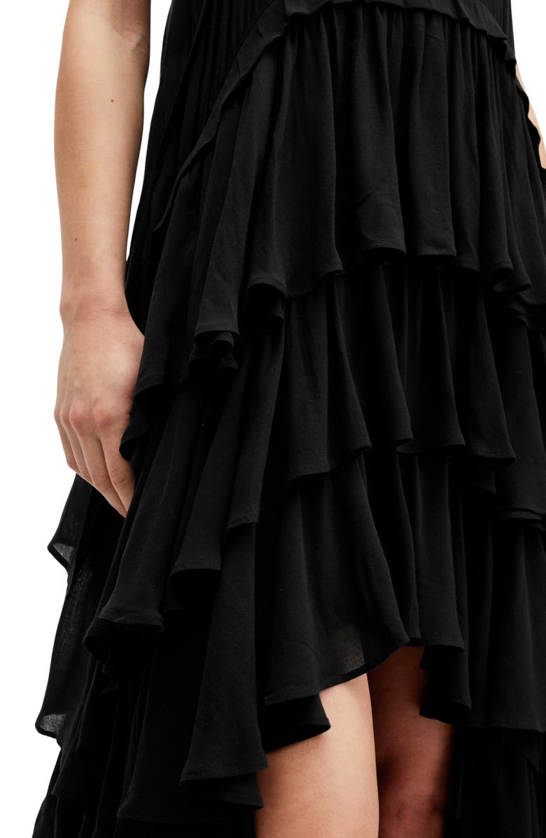 AllSaints Cavarly Tiered High-Low Dress, Alternate, color, 