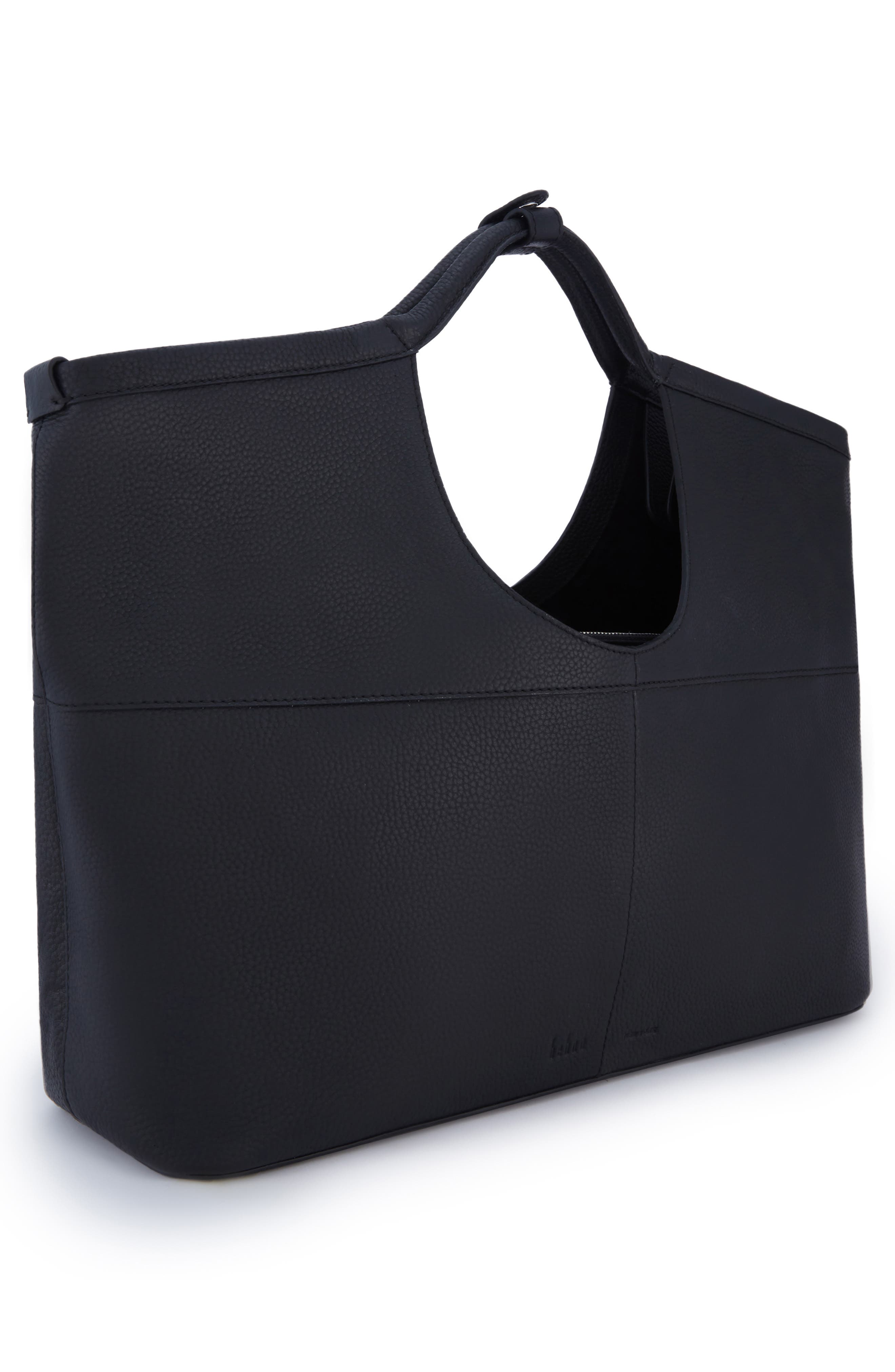 Arendt Pebble Leather Tote, Alternate, color, BLACK