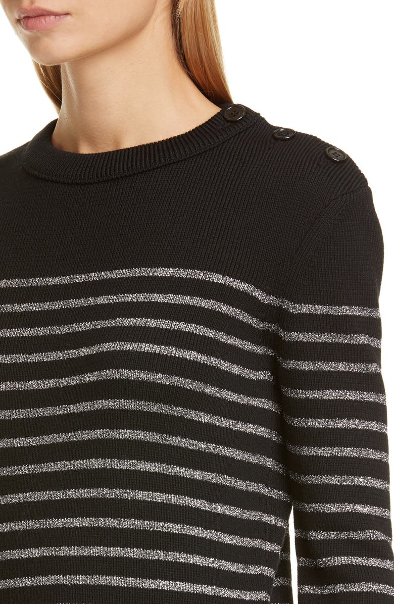 Saint Laurent Shimmer Stripe Wool Blend Sweater, Alternate, color, 