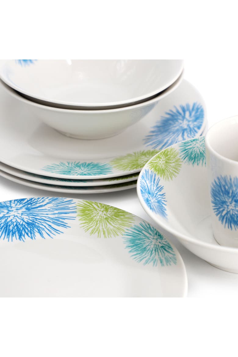Blue Meadow 12 Piece Fine Ceramic Dinnerware Set, Alternate, color, White