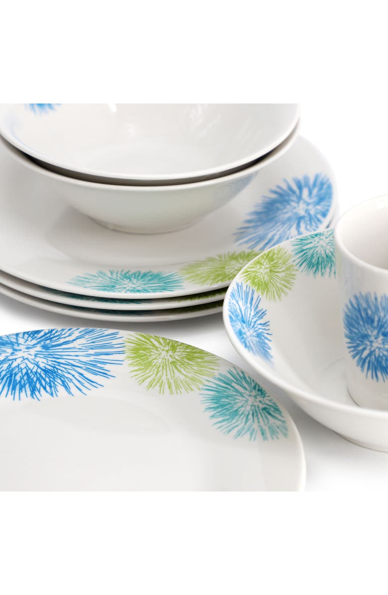 Gibson Home Blue Meadow 12 Piece Fine Ceramic Dinnerware Set, Alternate, color, White