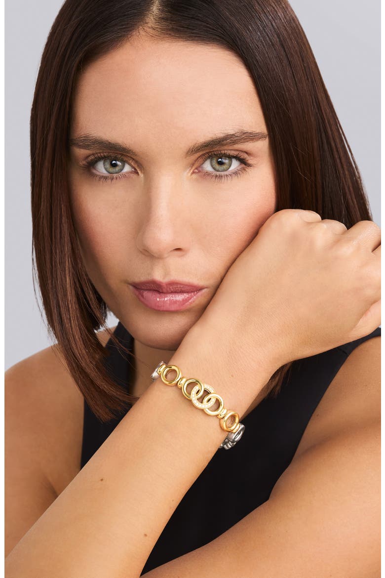 Signature Caviar Interlocking Diamond Link Bracelet, Alternate, color, TWO-TONE