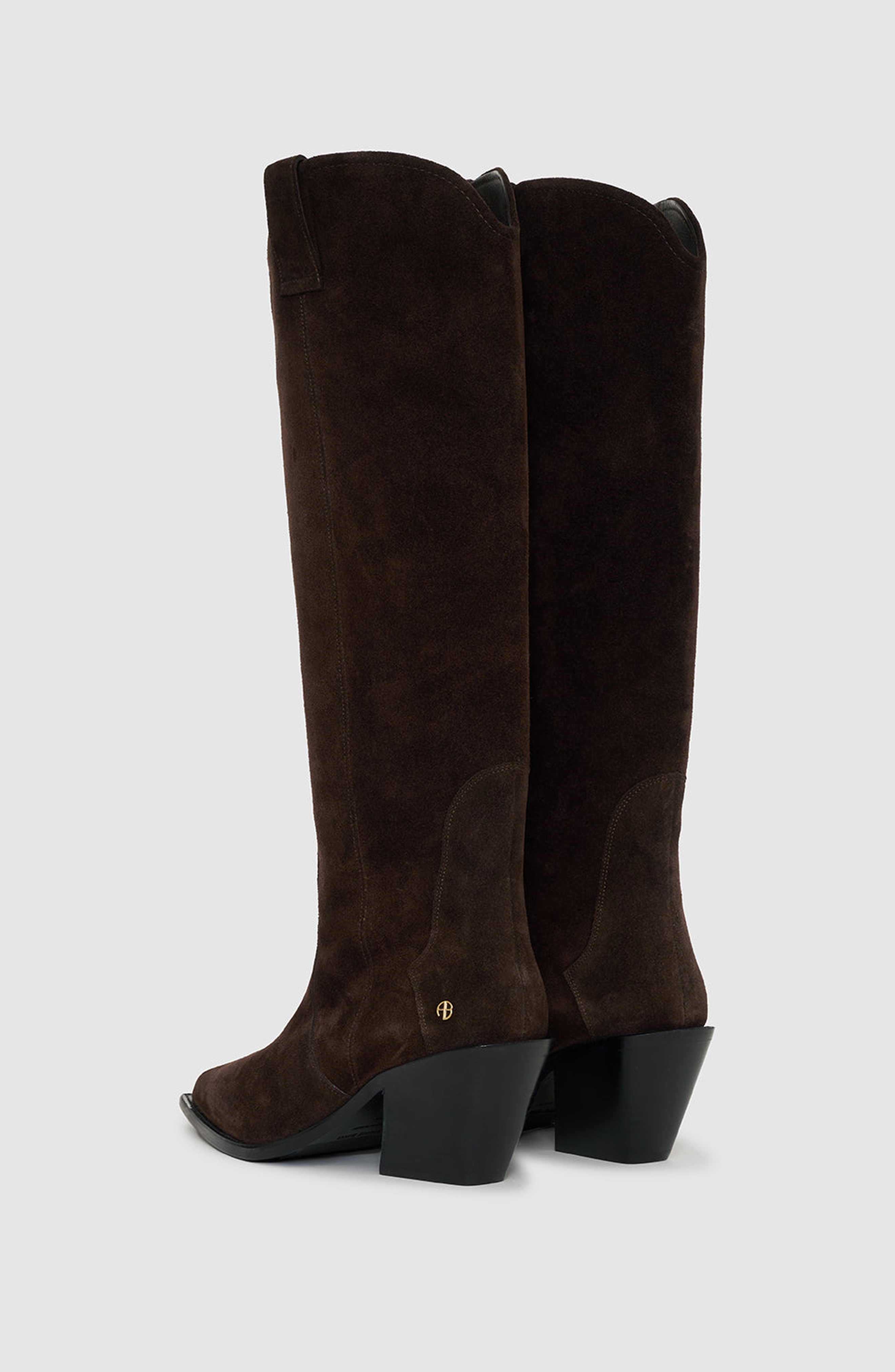 ANINE BING Tania Tall Suede Boots, Alternate, color, Dark Brown Suede