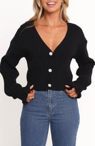 Petal & Pup Zana Ruffle Cuff Crop Rib Cardigan