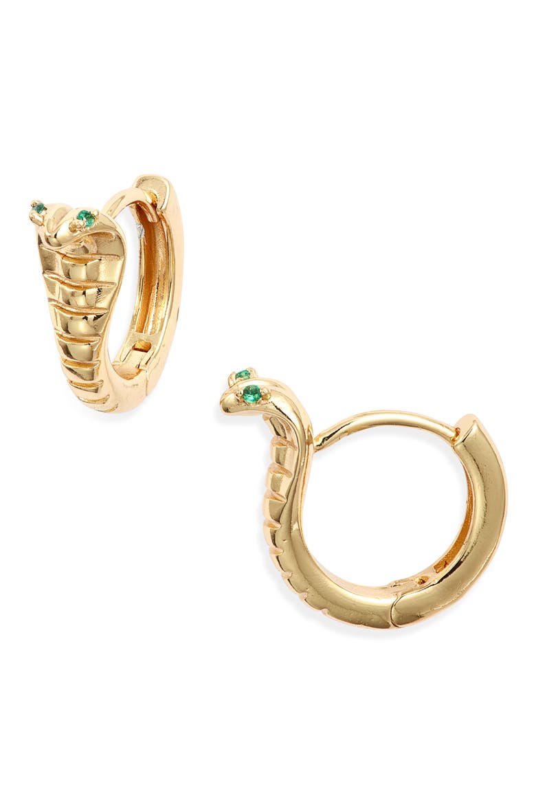 Odish Cobra Huggie Hoop Earrings, Main, color, GOLD