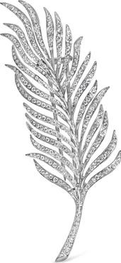 Haus of Brilliance 18K White Gold 2 7/8 Cttw Diamond Feather Brooch Pin