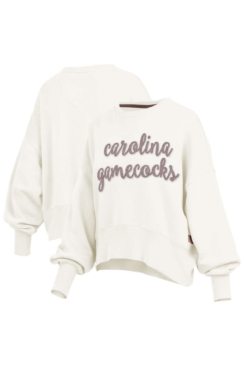Women's Pressbox Cream South Carolina Gamecocks Chelsea Oversized Pullover Sweatshirt, Main, color, Cream