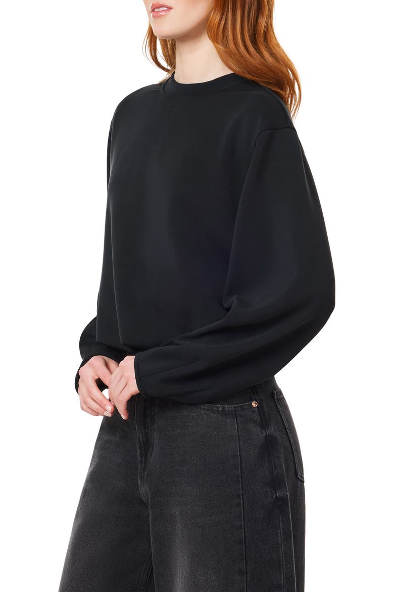 Bubble Hem Crewneck Sweatshirt, Alternate, color, BLACK NIGHT