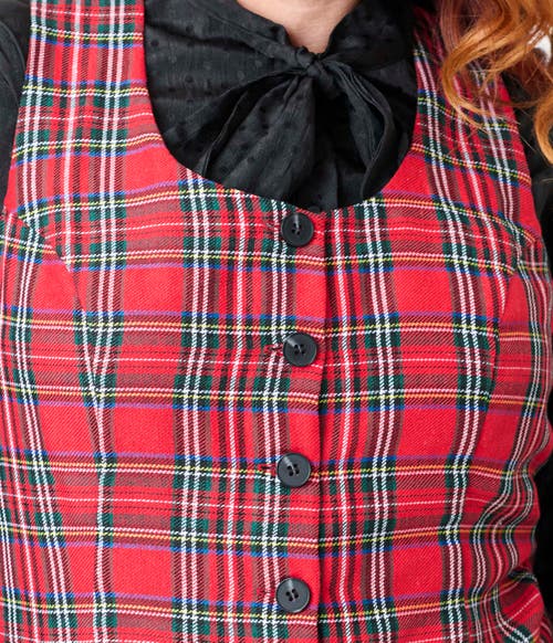 Unique Vintage Plus Size 1960s Scoop Neck Vest In Red