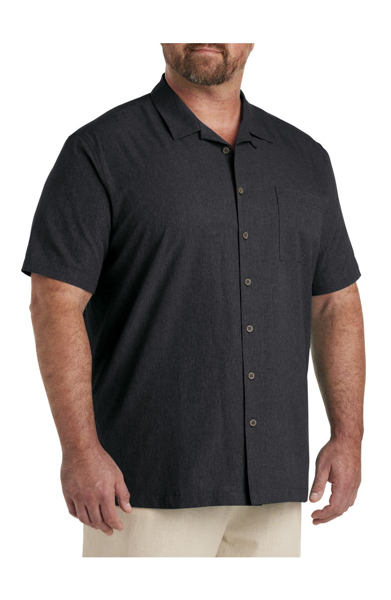 Oak Hill by DXL Big & Tall Solid Camp Shirt, Main, color, Black