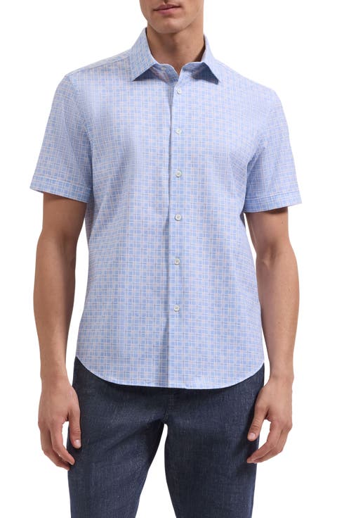 Miles OoohCotton® Check Print Short Sleeve Button-Up Shirt