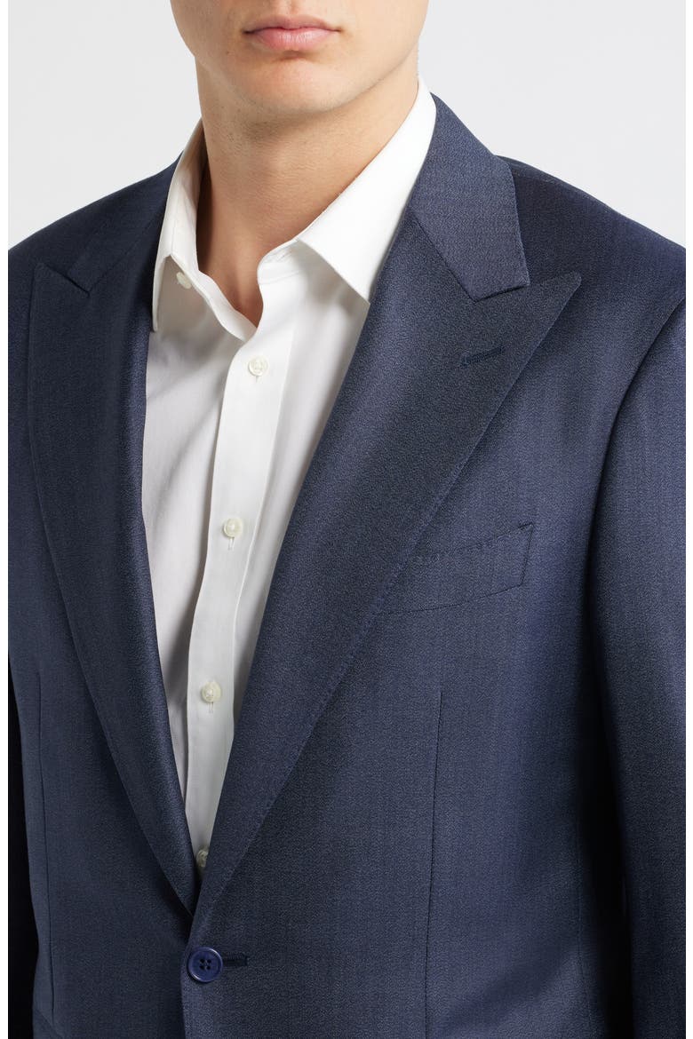 Capri Trim Fit Navy Wool & Cashmere Peak Lapel Suit, Alternate, color, NAVY
