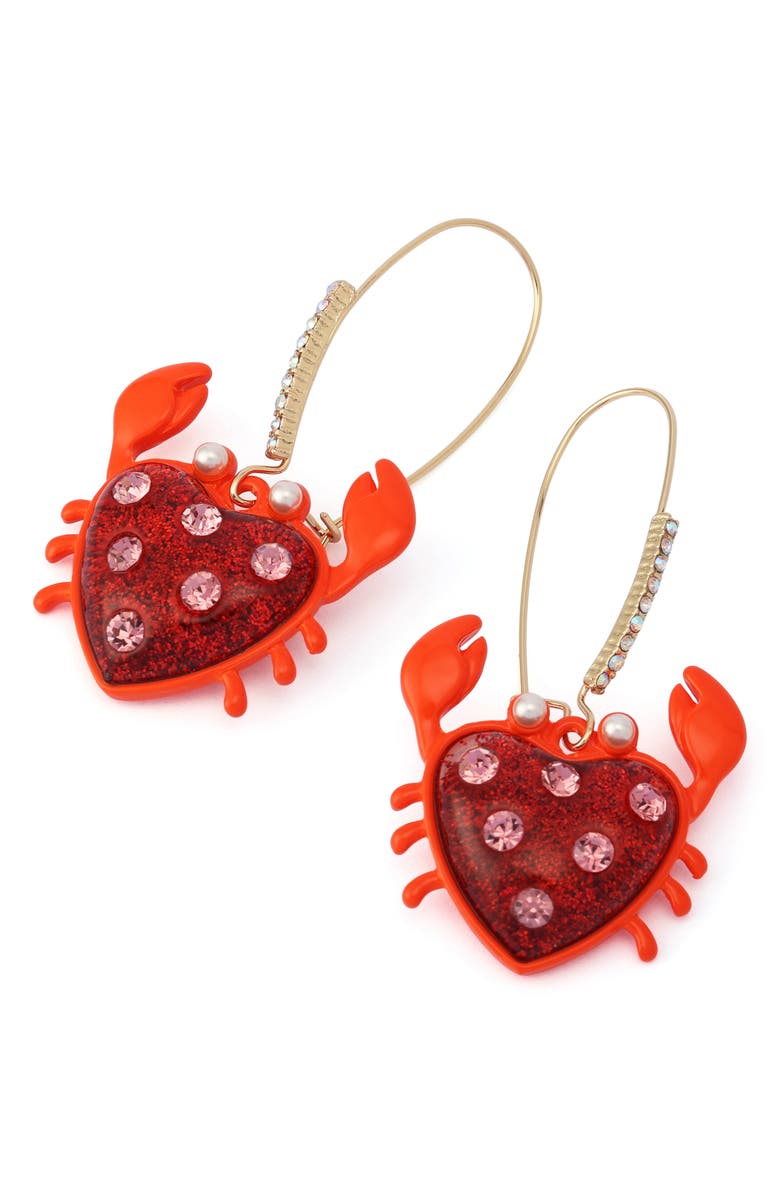 Betsey Johnson Crab Drop Earrings, Alternate, color,