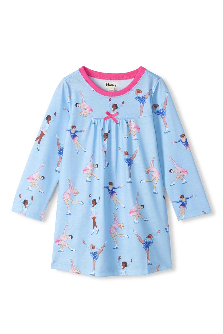 Kids' Figure Skaters Long Sleeve Nightgown, Main, color, ICE MELT