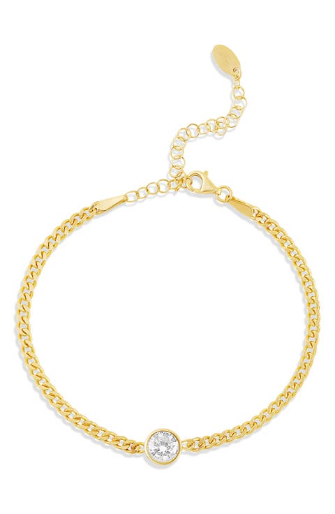 Fancy Shape Cubic Zirconia Curb Chain Bracelet