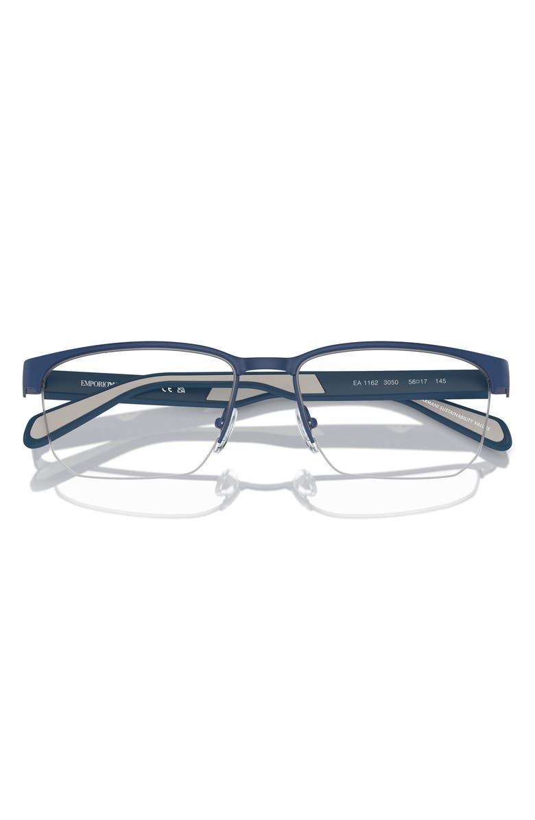 Emporio Armani 54mm Irregular Optical Glasses, Alternate, color, Matte Blue / Demo Lens