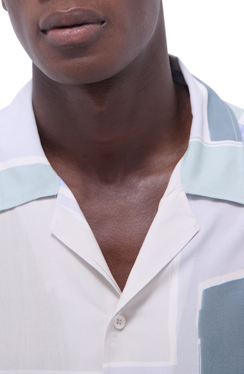 Bugatchi Jackson Abstract Print Camp Shirt, Alternate, color, Almond