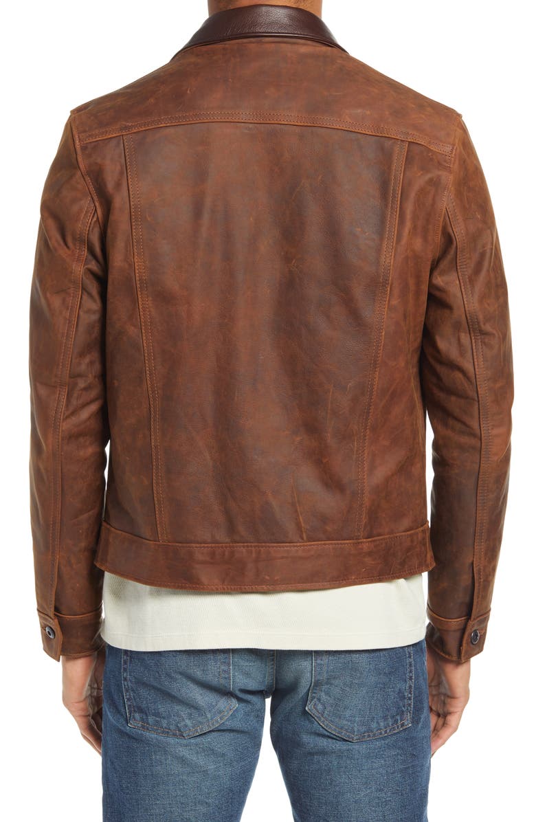 Schott NYC Leather Mechanics Jacket, Alternate, color, Brown