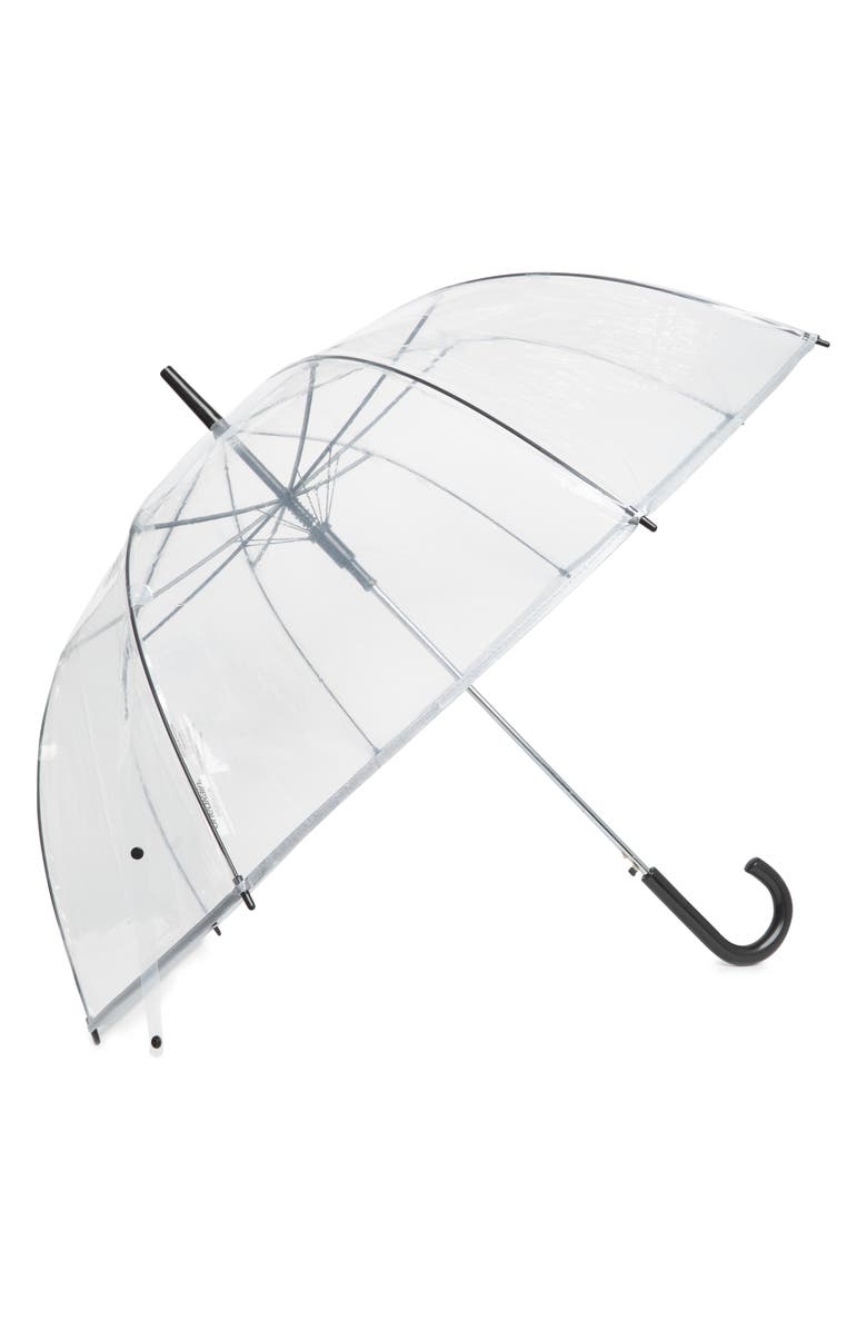 ShedRain Automatic Open Clear Bubble Stick Umbrella, Main, color, Silver/Clear