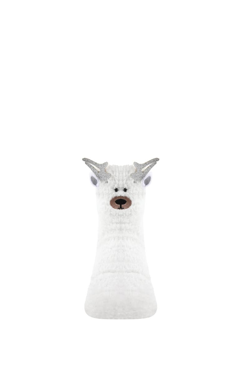 Polar Bear Fuzzy Mid-Cut Socks, Alternate, color, White