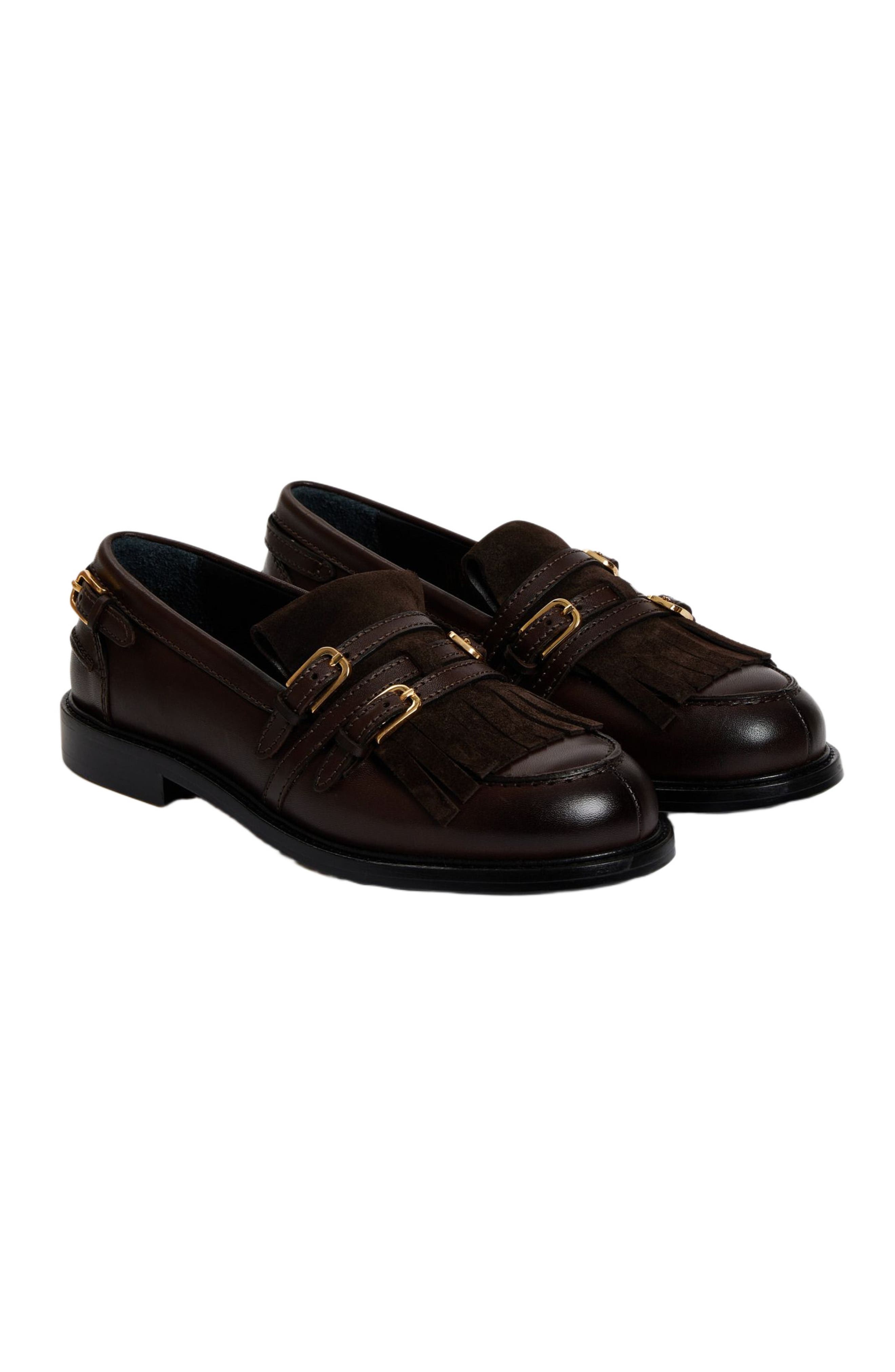 Buckle Loafers, Alternate, color, Brown