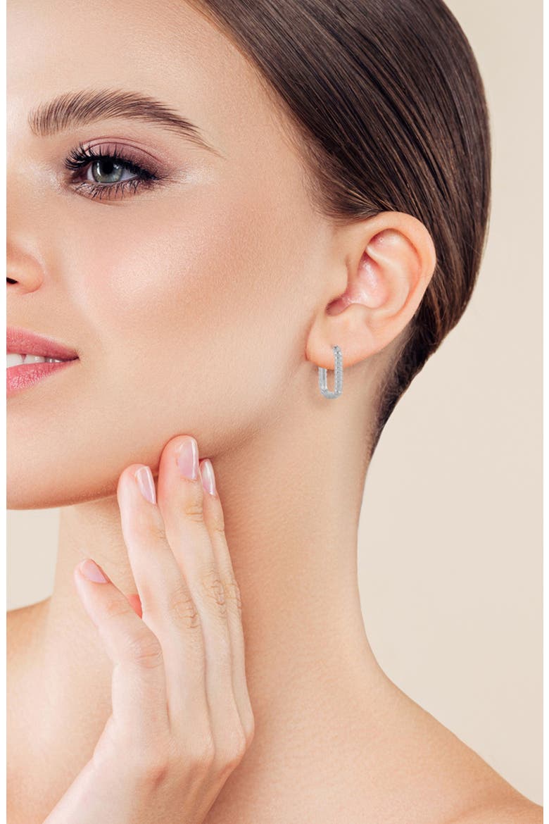 Textured Oval Hoop Earrings, Alternate, color, SILVER