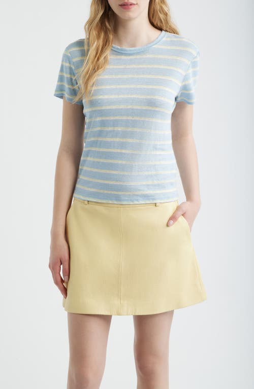 FRAME The Linen Baby Tee in Chambray Blue Multi at Nordstrom, Size Medium