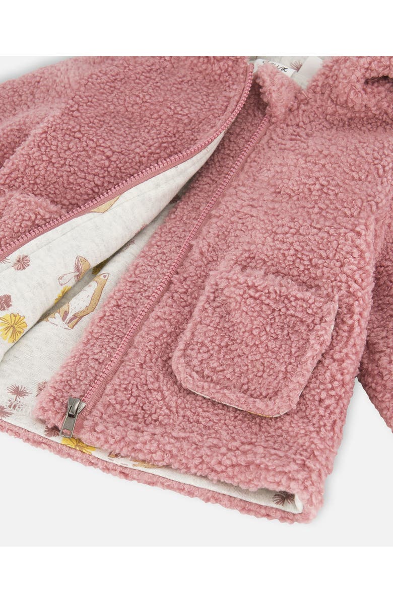 Deux par Deux Baby Girl's Soft Fleece Hooded Zip Jacket Woodrose, Alternate, color, 