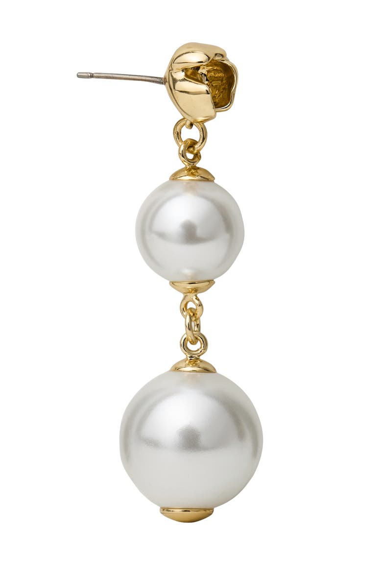 faux pearl drop earrings, Alternate, color, CREAM/ GOLD