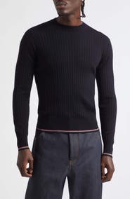 Thom Browne Tipped Wool Blend Rib Sweater