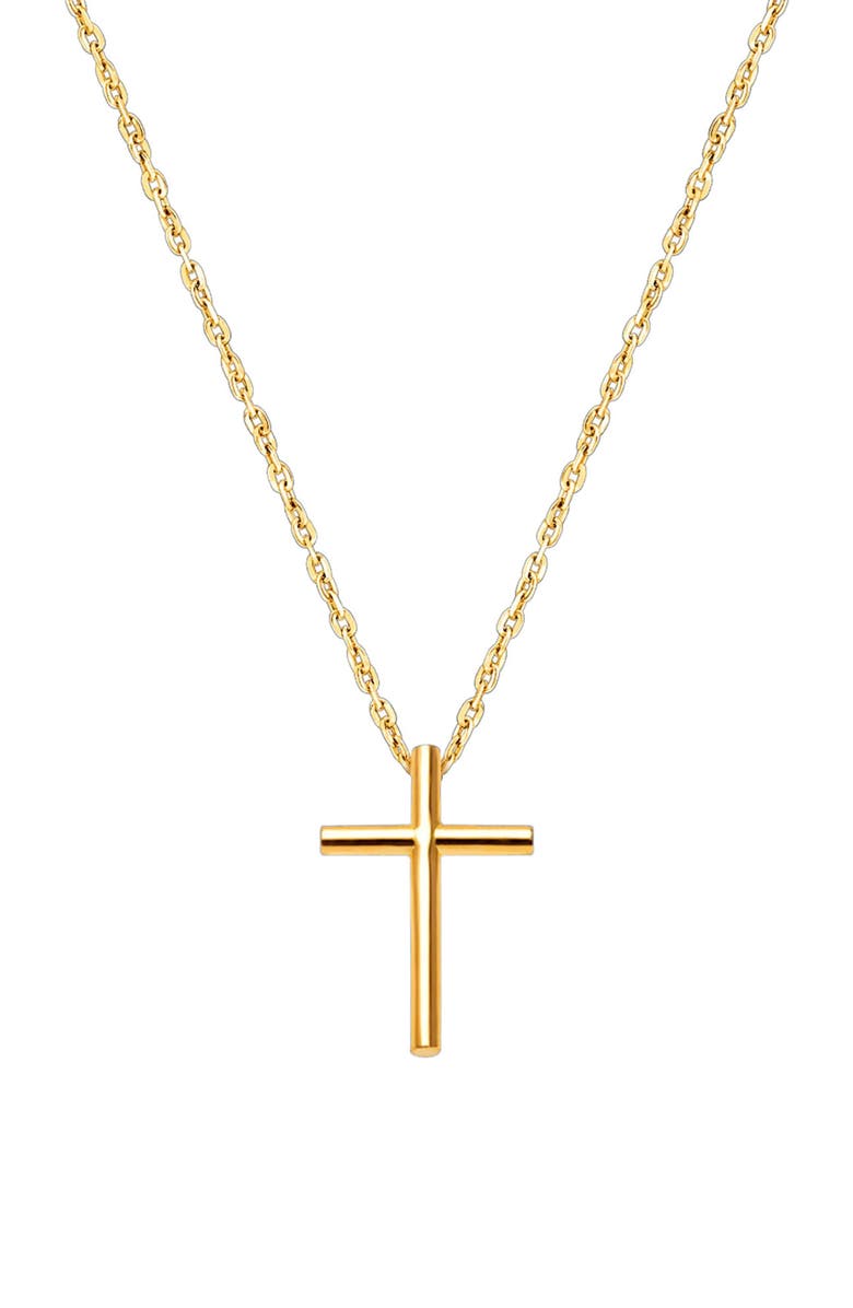 Tiny Blessings 14K Gold Rounded Cross 12-14" Necklace, Main, color, 14K Yellow Gold
