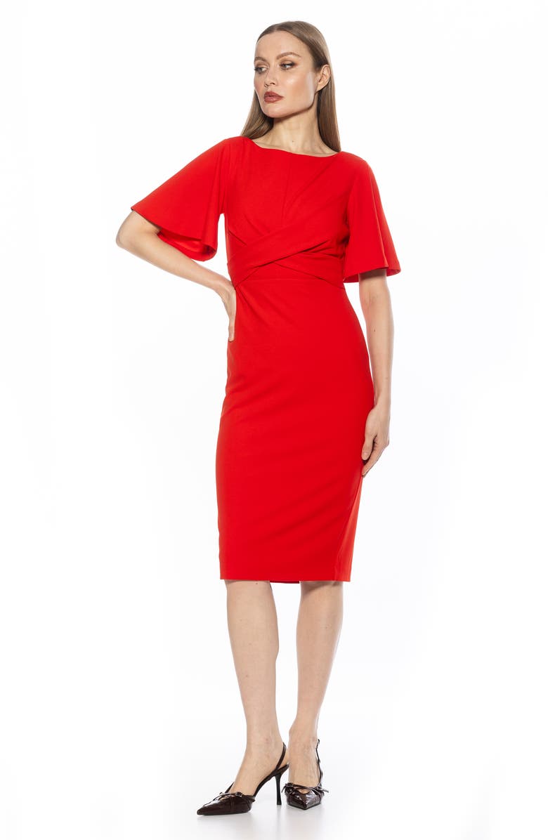Alexia Admor Ariah Flutter Sleeve Sheath Dress, Alternate, color, Red