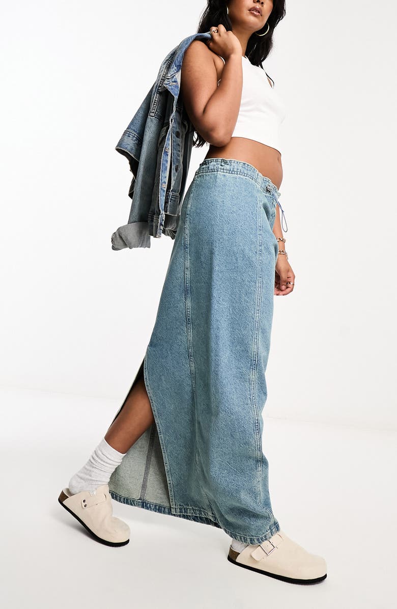 ASOS DESIGN Parachute Denim Midi Skirt, Alternate, color, 